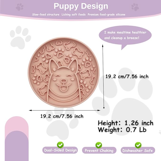 Non-Slip Slow Feeder Pet Bowl – Anti-Choking Feeding Bowl with Suction Cups for Dogs & Cats, Promotes Healthy Digestion (Pink, Woofle)