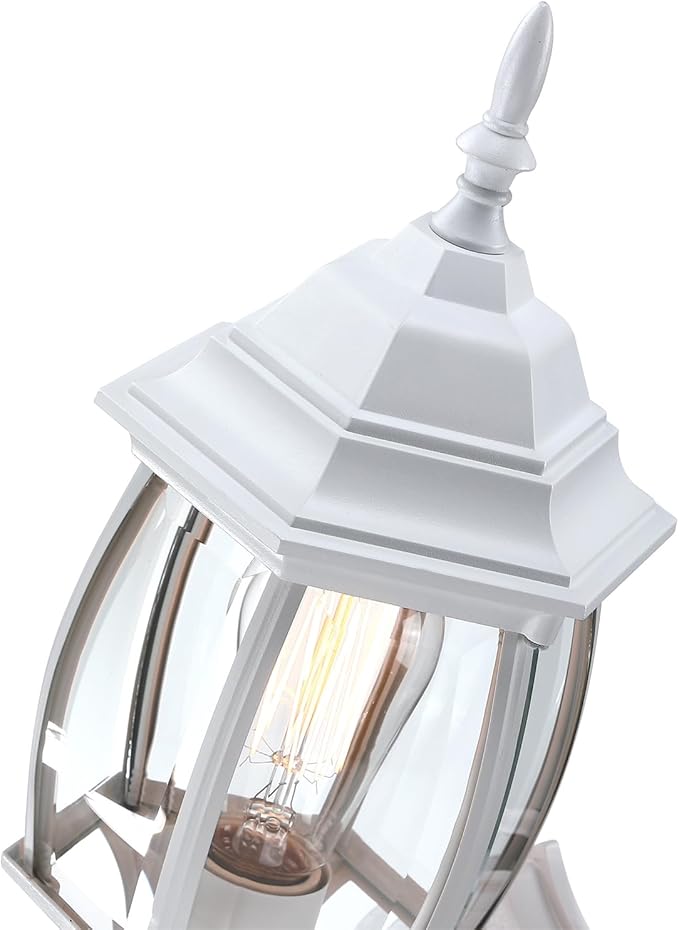 2 Pack White Porch Light - Outdoor Wall Sconce 16.8in White Outdoor Light Fixture for House Garage Metal and Glass Exterior Wall Lantern for Front Door Balcony, E26