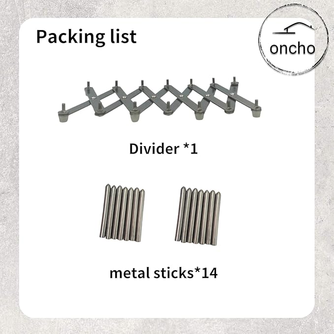 oncho Dish and Lid Drying Storage, Stainless Steel, 6 Adjustable Compartments for Kitchen Cabinets - Expandable, Adjustable and Minimalist Design (14.5x10 cm, Silver)