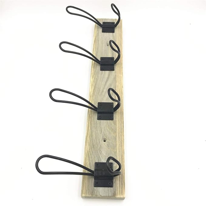 Wall Mounted Coat Rack, Wooden Entryway Vintage Rustic Coat Rack Hat Hanger Rack Zinc die-cast 4-Hook Rail for The Entryway, Bathroom, Bedroom, Kitchen, Mudroom (Pinewood, Metal 4-Hook)