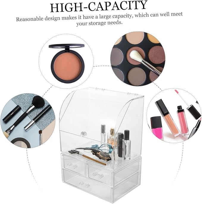 Makeup Storage Case Dividers Tabletop Cosmetic Container Makeup Bin Lid Storage Boxes