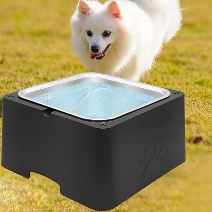 Pet Water Dispenser Dog Water Bowl for Large Dogs 4L Big Water Feeder Using Built-in Stainless Steel Bowl Easy to Clean and Disassemble, Outside Indoor Use for Pets & Dog Cat Chicken (Black, 4L)