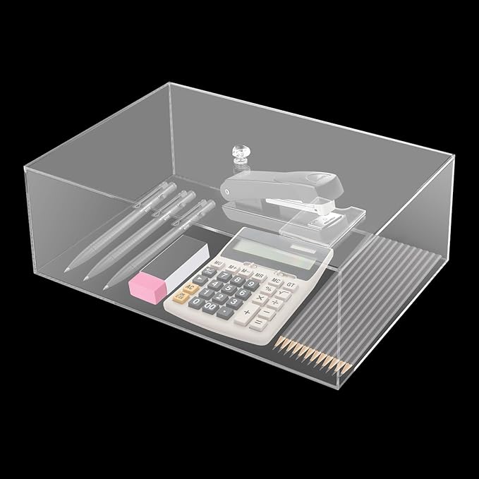 Clear Acrylic Display Boxes,13.8 x 9.8 x 4.7 Inch Display Storage Box Countertop with Lid, Transparent Display Cube Storage Organizer Containers for Birthday Cake,Candy Plastic Box