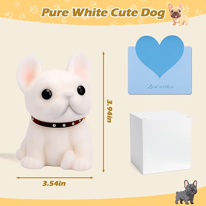 Pure White Taba Squishy Dog,Ultra-Soft and Stress Relief Tada Squishies Toys for Hairless,Small Cute Dog Taba Squishy Kit for Sensory Play,Animals Stress-Relief Toys for Kids and Adults