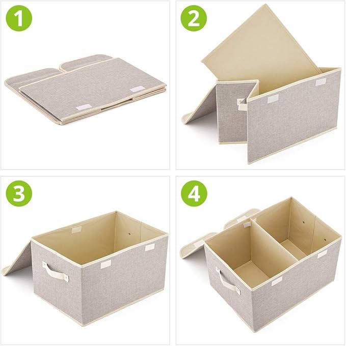 Dog toy box with lid dog storage organizer perfect basket for dog toys living room, playroom, closet, home organization and storage - Beige