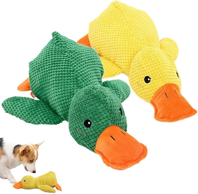 Quack-Quack Premium Emotional Support Duck Toy, 2025 Durable Mellow Calming Chew Toy for Dogs, Yellow Stuffed Indoor Puppy Toy (Yellow Green)