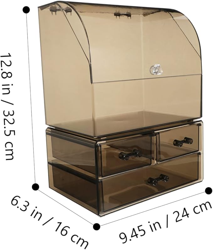 Tabletop Makeup Organizer Transparent Acrylic Cosmetic Storage Box Cover for Lipstick Brushes and Accessories Stylish and Space-saving Design for Vanity Desk