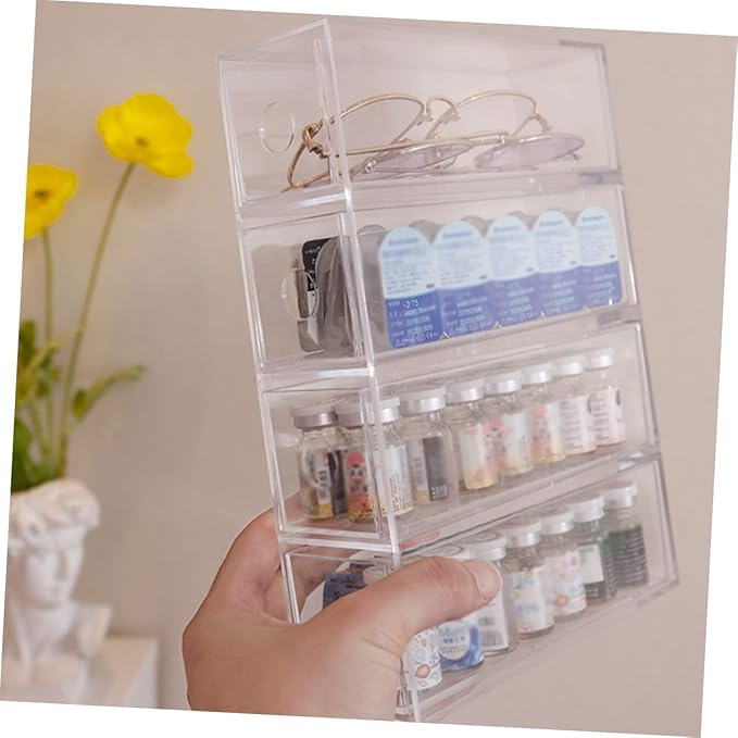 Clear Acrylic Cosmetic Storage Organizer Box Compartment Stackable Design for Makeup Jewelry and Stationery and Elegant Display Case for Tidying Up Your Dressing