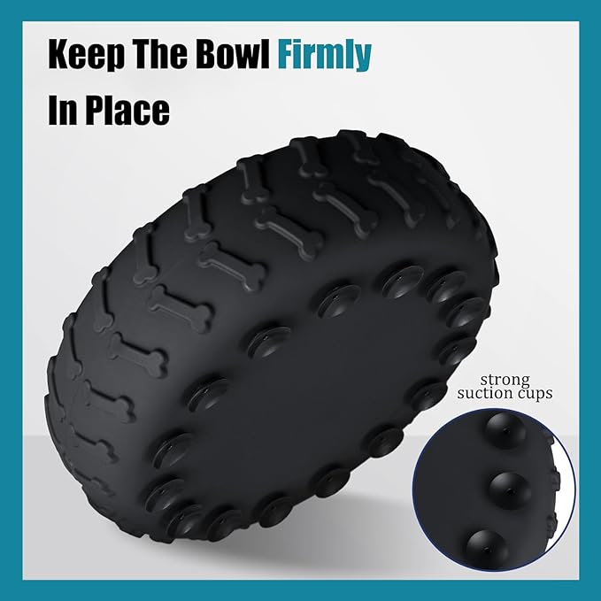 3-in-1 Funny Car Tire Dog Feeder - Non-Slip Slow Feeder & Stainless Steel Water Bowl for Wet, Raw Food & Water, Multifunctional for Small, Medium & Large Dogs，Feeding Vessels for Pets