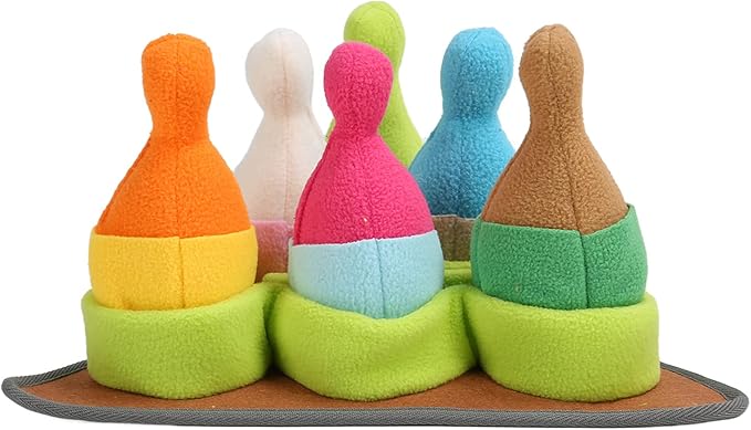 Pet Sniffing Pad, Slow Food Feeder Dispenser, Dog Puzzle Toys, Slow Eating Reduce Boredom Dog Sniffing Feeding Mat with Squeaky Bowling for Smell Training