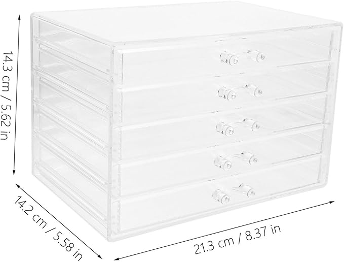Cabilock Five Storage Box Acrylic Jewelry Organizer Makeup Holder Desktop Drawers for Countertop