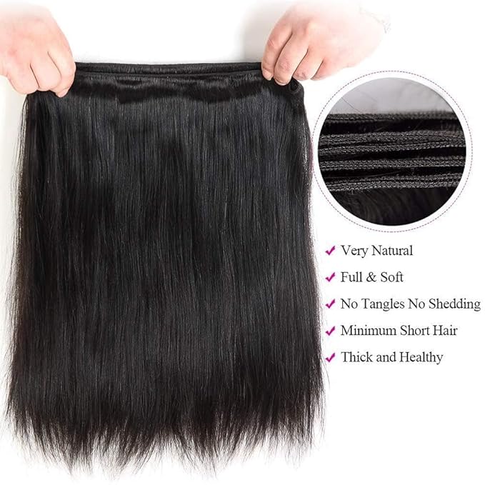 Selina Brazilian Virgin Hair Straight 22 Inch Bundles Human Hair 100% Unprocessed Brazilian Virgin Hair Bundle Remy Hair Extension Natural Black 100g Bundle