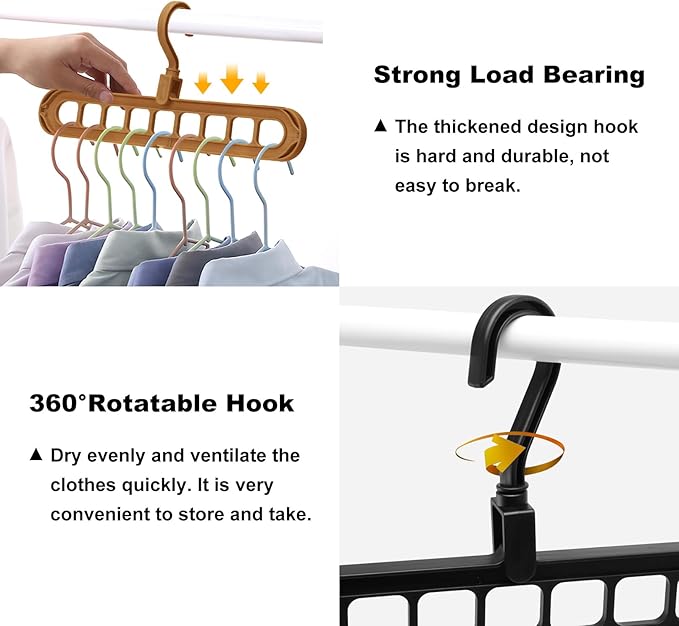 Closet Organizers and Storage,College Dorm Room Essentials, Multifunctional Organizer Magic Space Saving Hangers with 9 Holes Storage Organization for Wardrobe