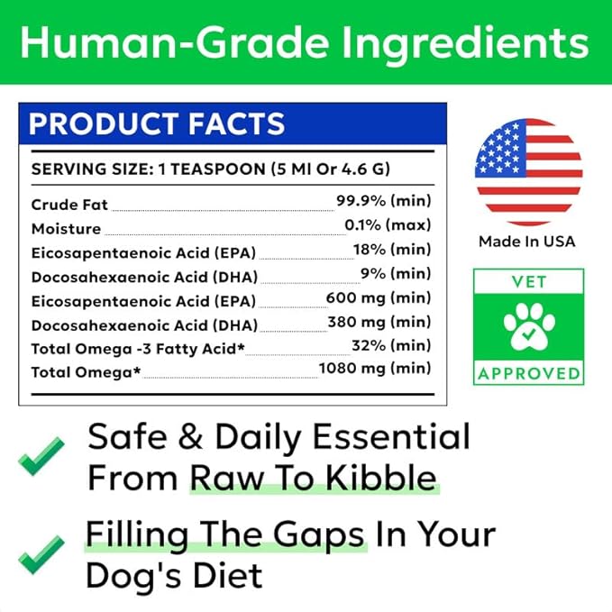 BARK&SPARK Fish Oil for Dogs - Natural Omega-3-Skin & Coat Support -Liquid Food Supplement for Pets-EPA+DHA, Immune&Heart Health - 8 fl oz Salmon