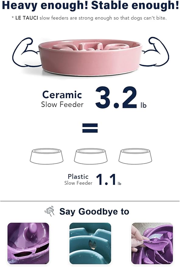 LE TAUCI Dog Slow Feeder Ceramic, 1.5 Cups Slow Eater Bowl for Dogs, Puppy Slow Feeder Bowl for Fast Eaters, Dog Dishes to Slow Down Eating, Puzzle Dog Food Bowl