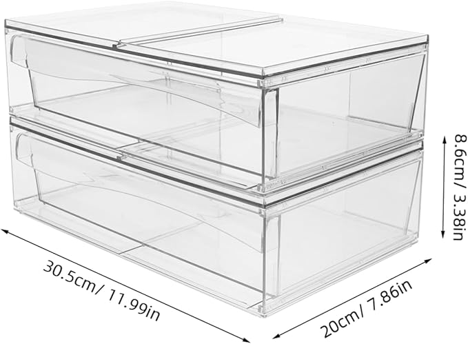 2pcs Acrylic Drawer-type Cosmetic Organizer Box for Makeup Storage Transparent Removable Stackable Design for Bathroom and Vanity for Neat and Orderly Space
