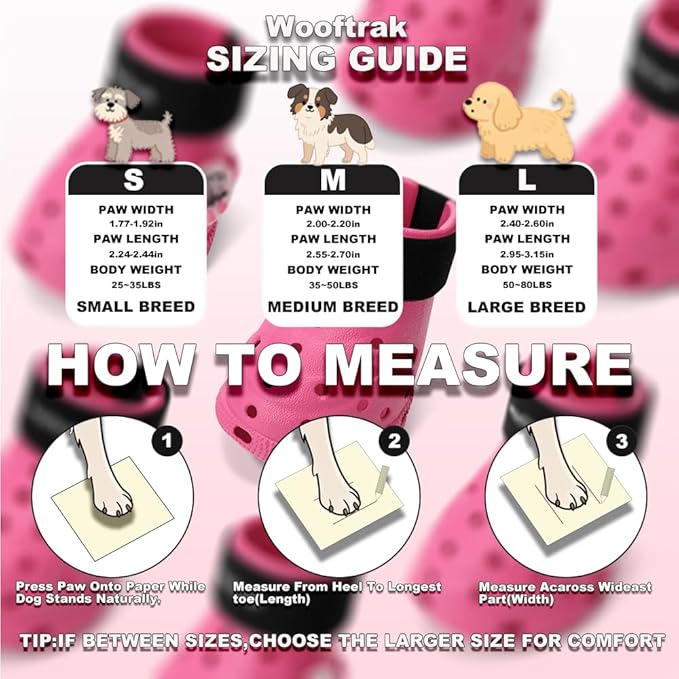 Dog Shoes Breathable Dog Shoe for Hot Pavement, Dog Booties and Paw Protectors, Non-Slip Waterproof Dog Sandals Boots (Pink+Black, M: (2.6’’x2.3'')(L*W))