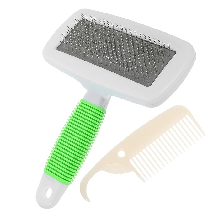 SUPVOX Large PET Grooming Brush Set for Dogs and Cats 2-Piece PET Hair Remover Comb Ergonomic Handle for Easy Grooming and Shedding Control