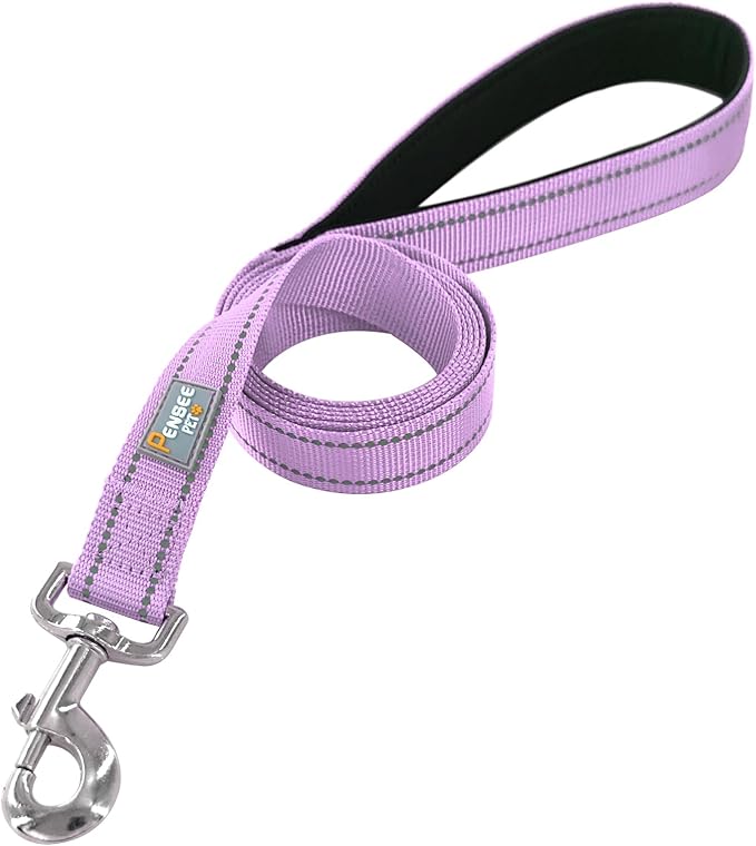 Reflective Dog Leash 6 FT Padded Handle Nylon Dogs Leashes for Medium Dogs Lavender
