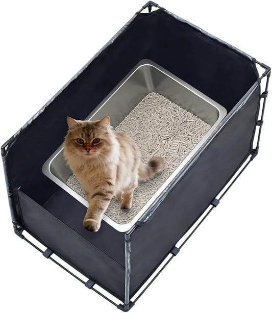 Extra Large Cat Litter Box Enclosure–Big Covered Litterbox with High Front Splash Guard, Waterproof&Portable Litter Box Cover for Indoor Cats,Kittens,Multiple Pets (Medium)