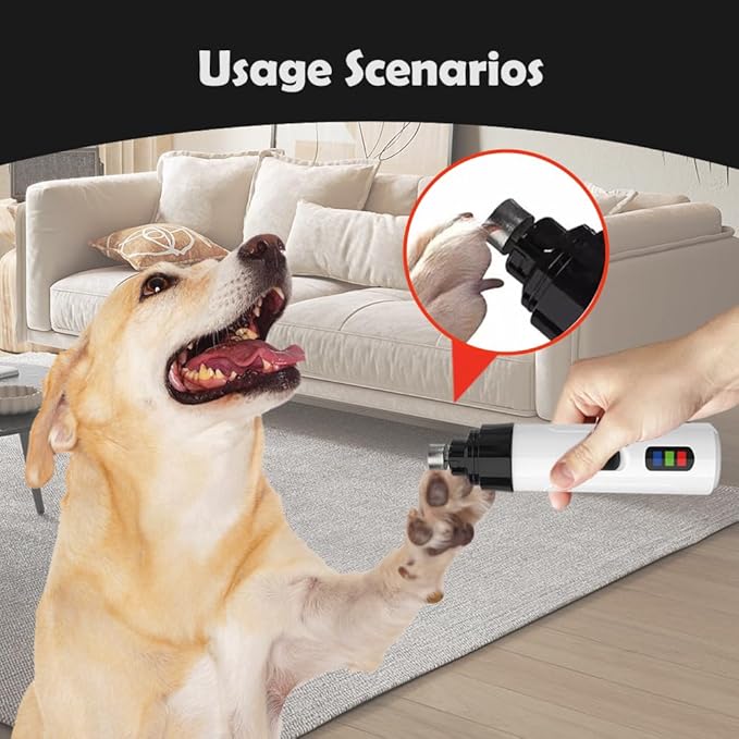 Dog Nail Grinder, 2024 New Silent Nail Grinder Pro for Dogs Silent Dog Nail Trimmer, Rechargeable Micro Precision Electric Dog Nail Clippers Pet Paws Grooming Smoothing Tool (#1 Set)