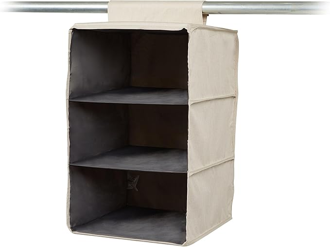 Covermates Keepsakes Hanging Closet Organizer - Heavy Duty Material, Sturdy Interior Shelves - Closet Storage, Beige Heather