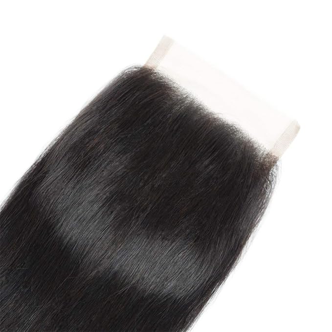 Selina 4x4 Straight Lace Closure Human Hair Free Part Brazilian Vigin Hair Natural Black Color 20 Inch