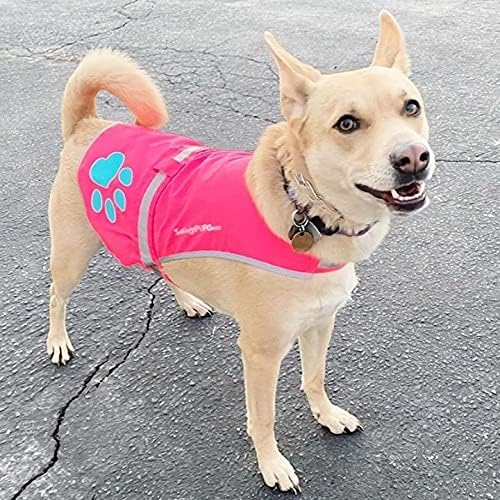 Reflective Dog Vest & Leash – Hi-Vis Pink Vest + 6 Ft Tangle-Free Black Leash for Medium & Large Breeds – Durable, Comfortable, Urban & Rural Use (Medium)