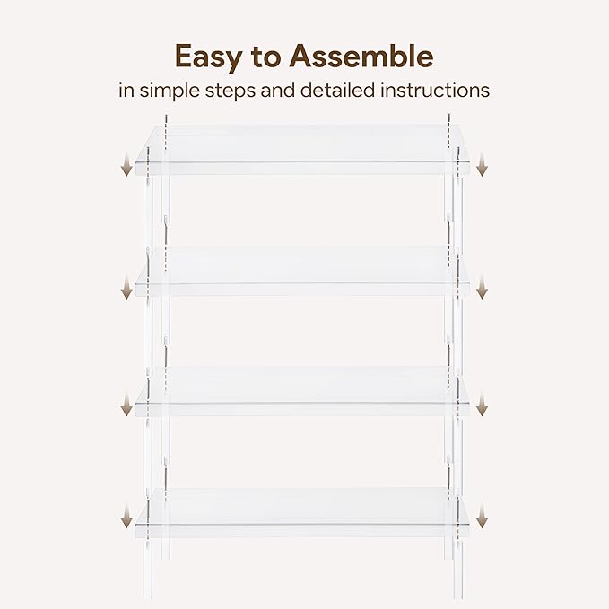 HBlife Shoe Rack for Closet, 4 Tier Clear Acrylic Shoe Organizer Shelf for Entryway, Free Standing Modern Aesthetic Shoe Storage Display Stand, 27.56" L x 11.8" W x 25.2" H