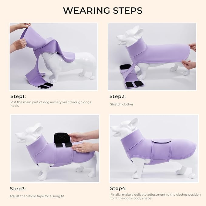 Dog Anxiety Calming Vest Adjustable Turtleneck Thunder Shirt Jacket for Fireworks, Separation, Vet Visits, Pet Hoodie for Large Medium Dogs