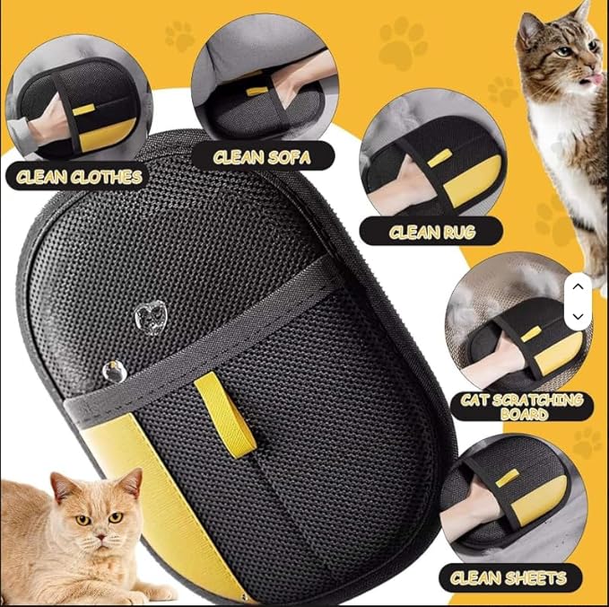 Pet Hair Removal Gloves for Dogs & Cats – Double-Sided Electrostatic Grooming Mitt, Reusable & Washable, Gentle Massage