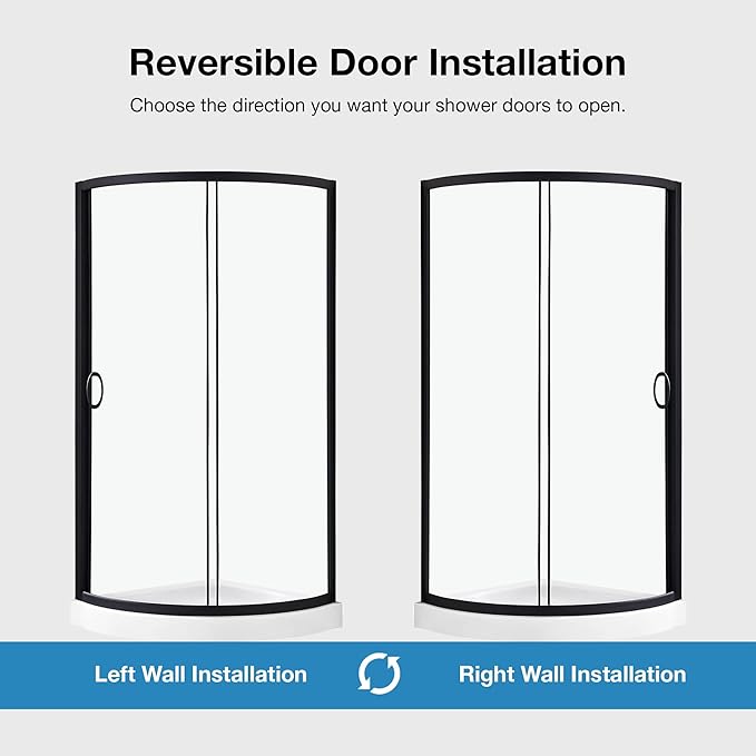 OVE Decors Breeze 32 in. Corner Shower Clear Sliding Door with Included Base in Black Finish