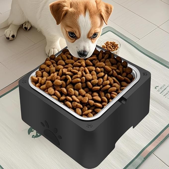 Pet Water Dispenser Dog Water Bowl for Large Dogs 4L Big Water Feeder Using Built-in Stainless Steel Bowl Easy to Clean and Disassemble, Outside Indoor Use for Pets & Dog Cat Chicken (Black, 4L)