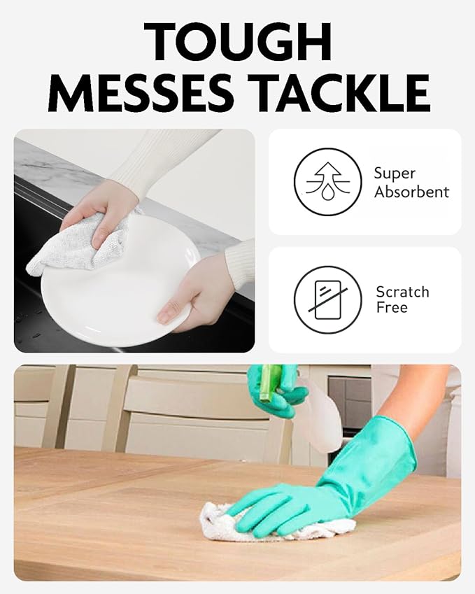 Fantasticlean Tear-Away Microfiber Cleaning Cloth Roll, Reusable Washable Kitchen Towels, Super Absorbent Dish Cloths
