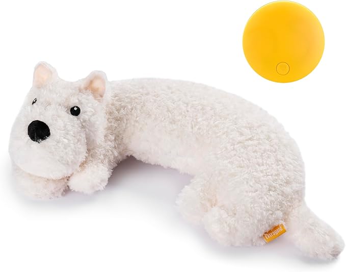Heartbeat Toy for Dog Anxiety Relief and Calming Aid, Stuffed Animal for Puppy Sleep Aid Crate Training, Comfort Toy for Puppy Essential, White