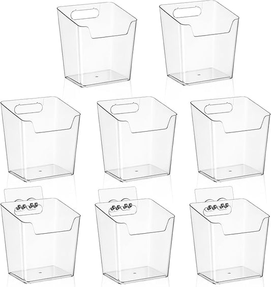 8-Pack Adhesive Cabinet Door Organizer Kitchen, Hanging Storage Bins, Stick on Small Wall Storage Container, Bathroom Floating Shelf Under Sink Caddy Spice Rack for Pantry Organizer, Office, Dorm