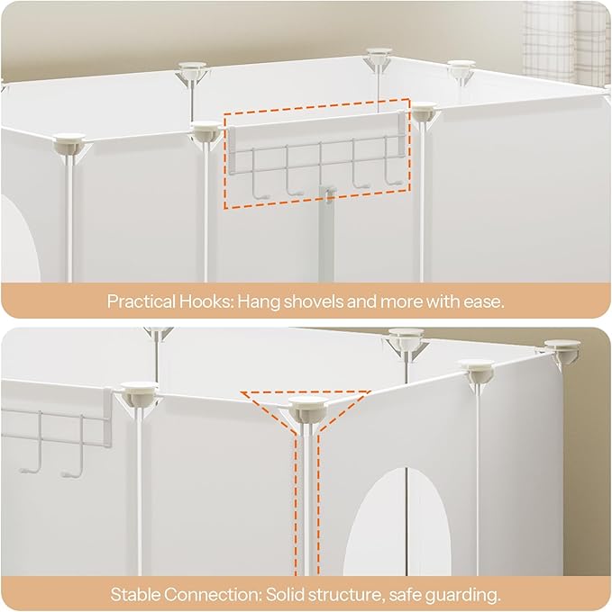 HOOBRO Cat Litter Box Enclosure with Large Oxford Mat, Extra Large Litter Box Shield with Row-Hook, 30.3" L x 18.5" W x 15.7" H, Compatible with Most Litter Boxes, White BW07PP03