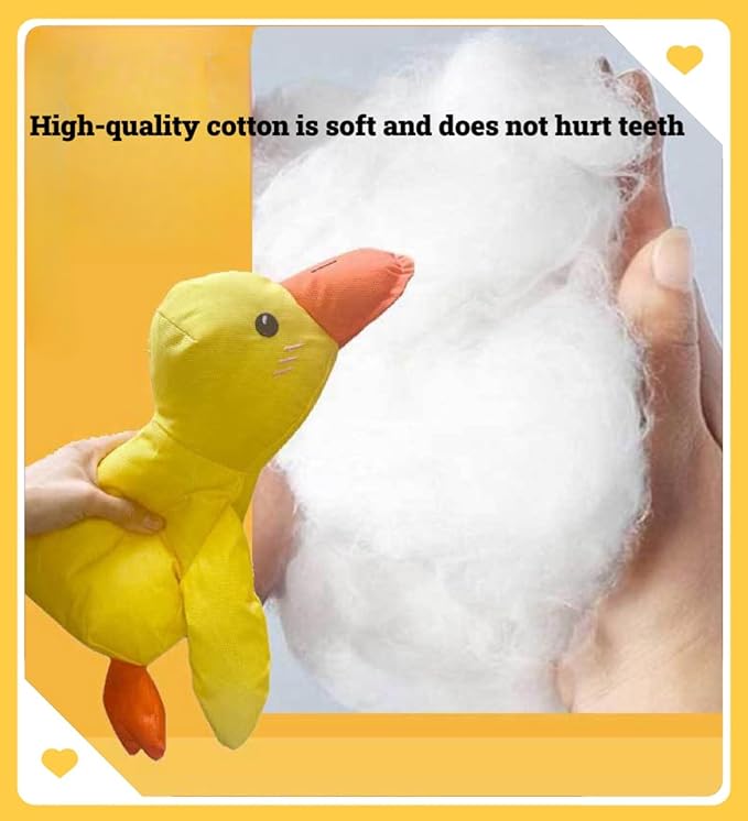 2025 Upgraded Mellow Dog Calming Duck Toy,Quack Yellow Stuffed Duck Dog Toy with Carrot,Interactive Chew Toy for Dogs Indoor Puppy (Oxfordcloth Yellow)