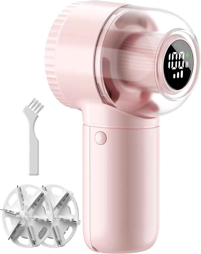 Fabric Shaver with Lint Brush, Large Lint Shaver with Digital Display, 3-Speeds Lint Remover with 6-Leaf Blades, Electric Sweater Shaver to Remove Pilling for Clothes, Furniture