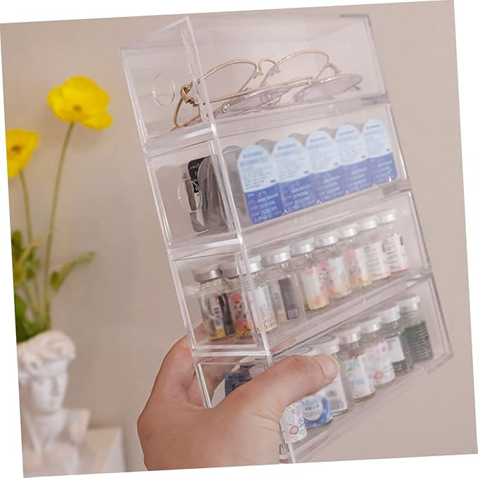 Clear Acrylic Makeup Organizer Drawer Stackable Storage Box for Cosmetics Jewelry and Accessories Elegant Design Space-saving for Vanity and Desktop Organization