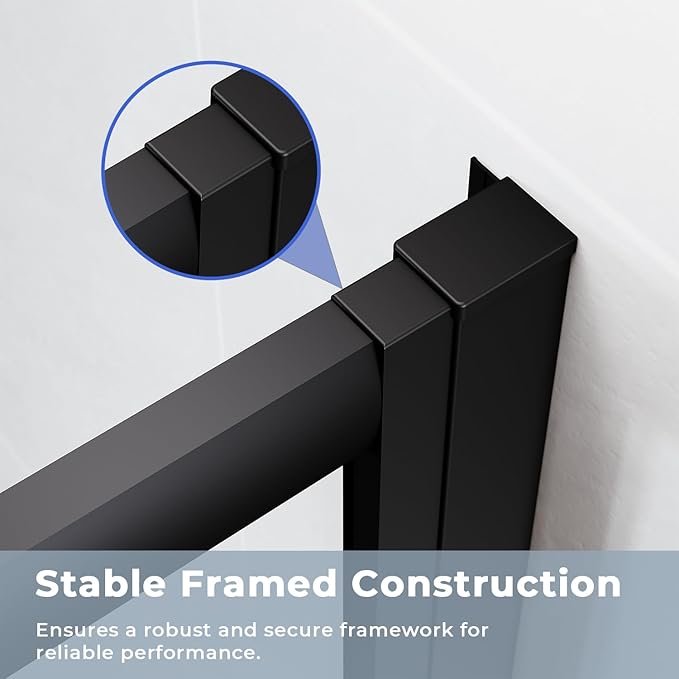 SUNNY SHOWER Double Sliding Shower Door with 1/4 in. Clear Tempered Glass Corner Shower Enclosure 34 in.D x 34 in. W x 72 in. H Corner Shower Doors Black Hardware Framed Glass Shower Stalls