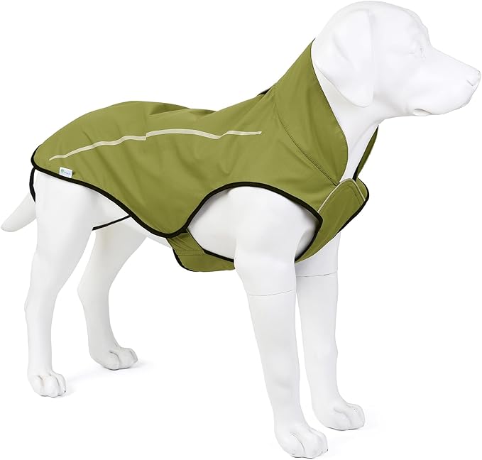 Mile High Life Dog Raincoat, Adjustable Waterproof Reflective Rain Jacket for Small Medium Large Dogs, Lightweight Breathable Pet Rain Coat with Leash Hole(Lime Yellow,L Chest 32-40")