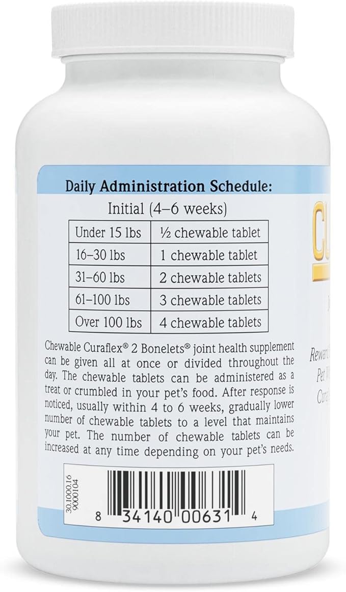 Nutramax Curaflex 2 Joint Health Supplement for Dogs, 120 Chewable Tablets (Pack of 2)
