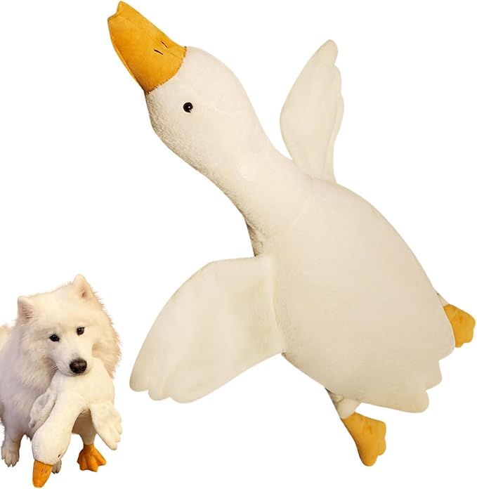 White Calming Pet Puppy Plush, Interactive Stress Relief Chew Dog Toy, Large Enrichment Stuffed Animal, 2026 New Upgraded Duck Pillow, for Boredom Exercise Company Training Indoor Outdoor