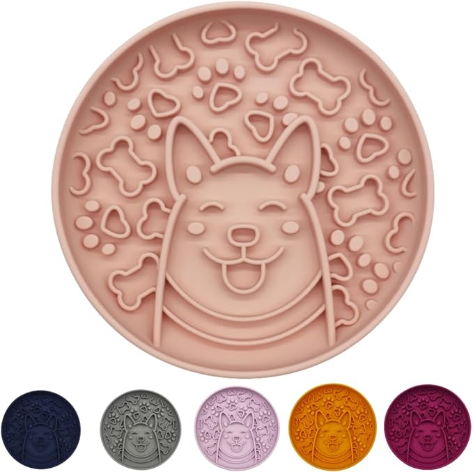 Non-Slip Slow Feeder Pet Bowl – Anti-Choking Feeding Bowl with Suction Cups for Dogs & Cats, Promotes Healthy Digestion (Pink, Woofle)