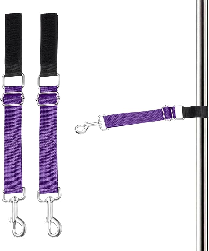 Dog Grooming Loop, Dog Grooming Harness Table Arm Accessories Adjustable Secure and Stable Extender Bathing Restraint Leashes (Purple, 2 Pcs), for Pet Bathing