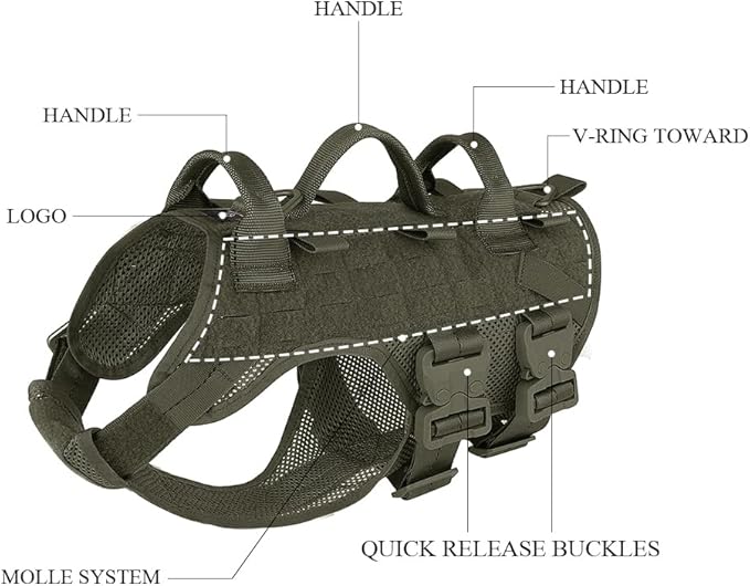 PETAC GEAR Tactical Dog Harness No Pull for Large Working Dogs Military Dogs Vest Police Service Training Dogs Molle Harnesses with Handle … …