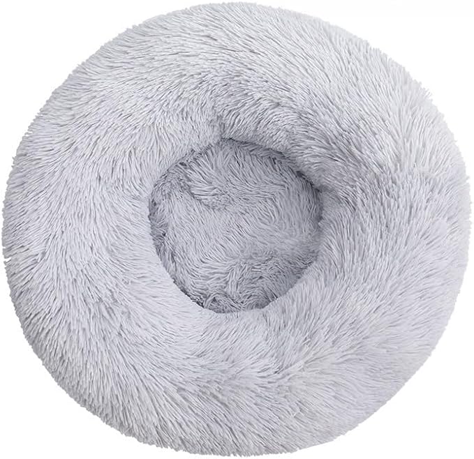 Anxiety Relief Dog Bed - Mr Fluffy Friend Anti-Anxiety Original Calming Plush Pet Bed for Chewing, Crate Training & Thunderstorm Stress (B-Gray,XL-80CM)