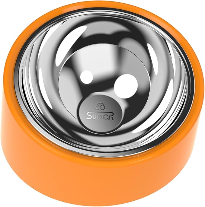 Slow Drinking Dog Water Bowl - Tiny Pet Feeder Orange (S Size) - Anti-Spill Small Breed Bowl, Food-Grade Safe for Puppies/Kittens/Hamsters