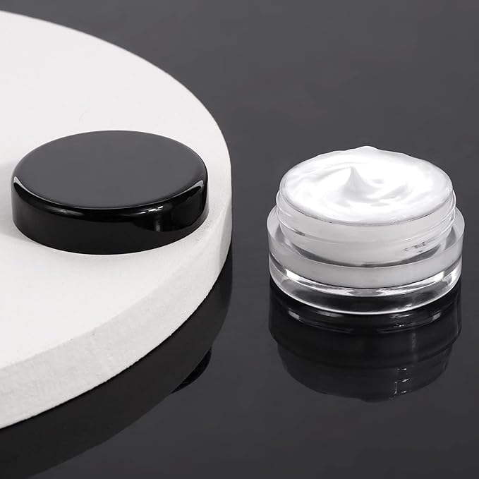 100 Count 10g Small Sample Containers with Lids Plastic Jar Cosmetic Jars Empty Makeup Jars Lip Balm Containers - Black